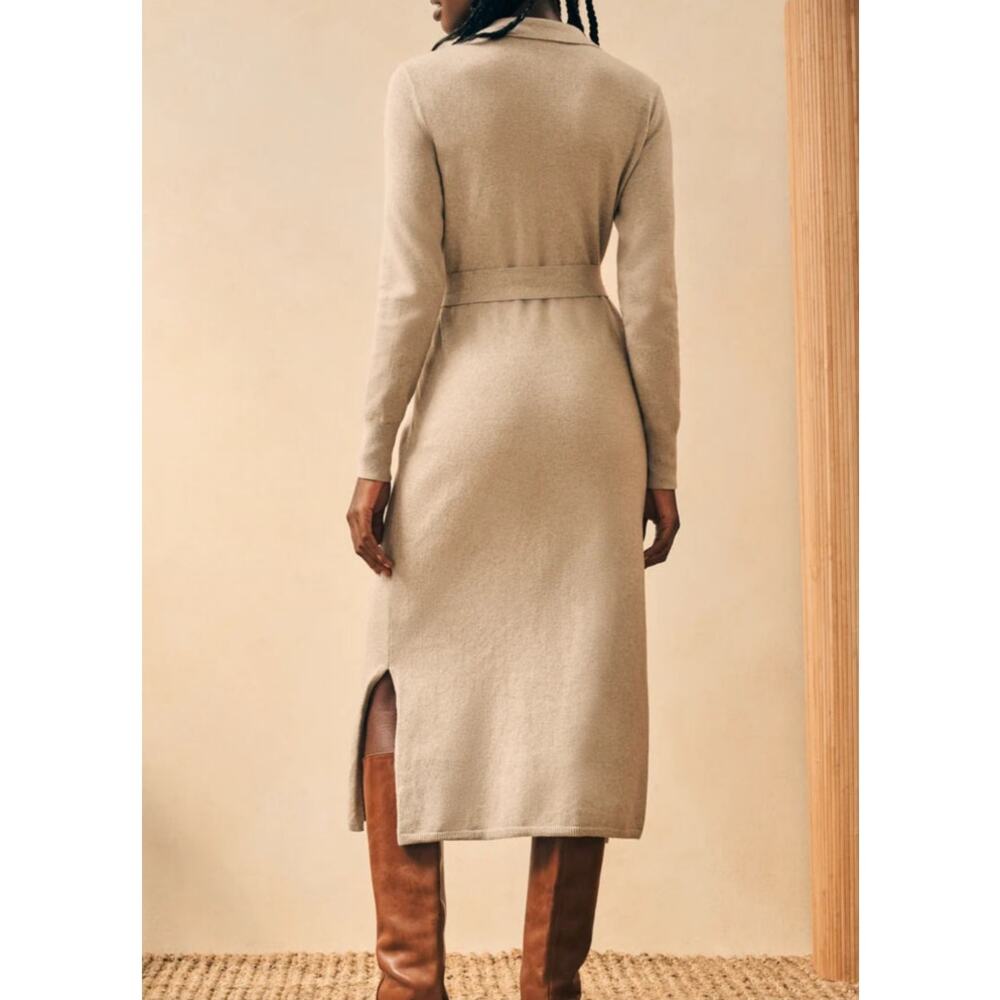 Faherty Jackson Sweater Dress Tan Oatmeal Long Sweater XL - Picture 7 of 10